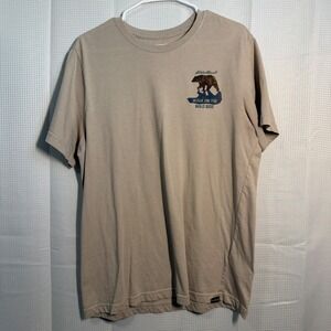 Eddie Bauer Mens Tan Bear Graphic T Shirt Walk On The Wild Side Tee Size L